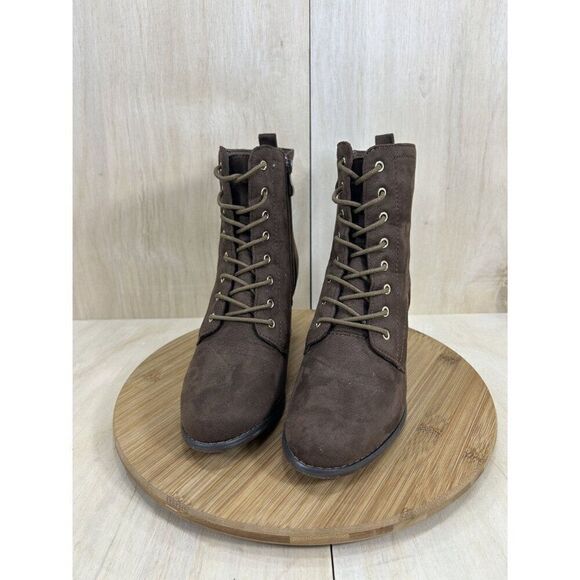 Journee Collection Baylor High Ankle Leather Block Heel Boots Womens Size 8.5 - Picture 2 of 7